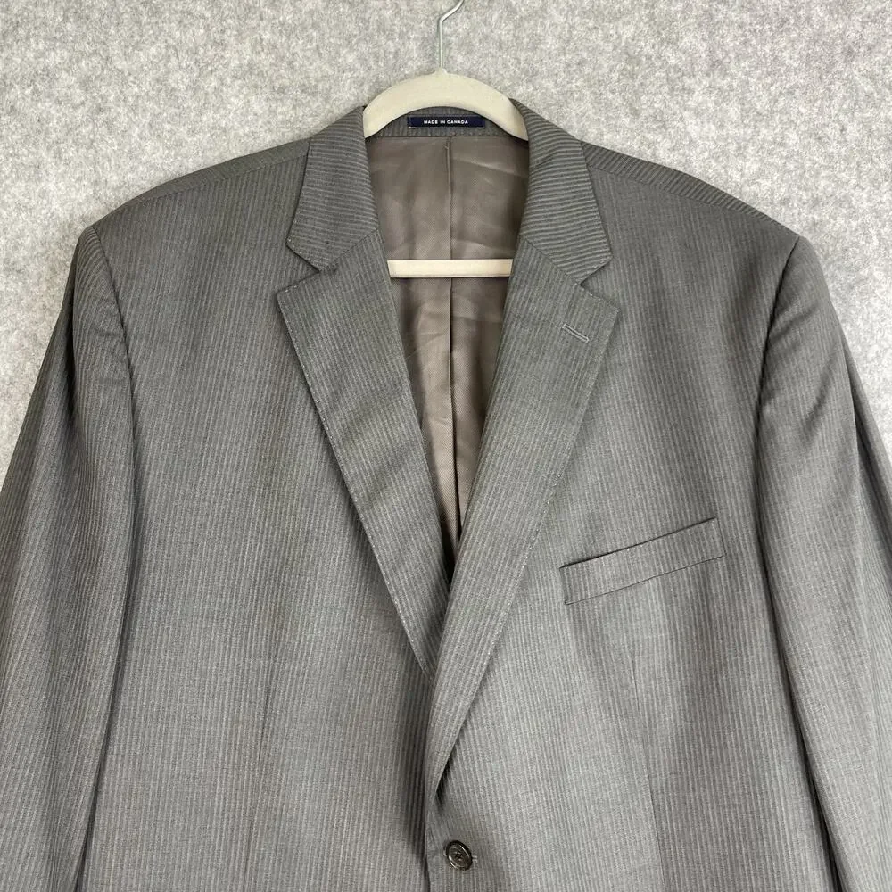 Cremieux Loro Piana Wool Blazer Sport Coat Mens 50L Gray Pin Stripe Super‎ 130s